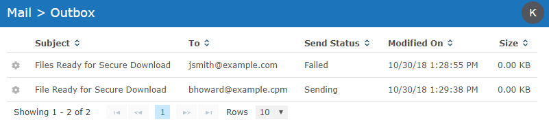 Outbox Page